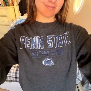 J. America Navy and White Penn State Graphic Crewneck